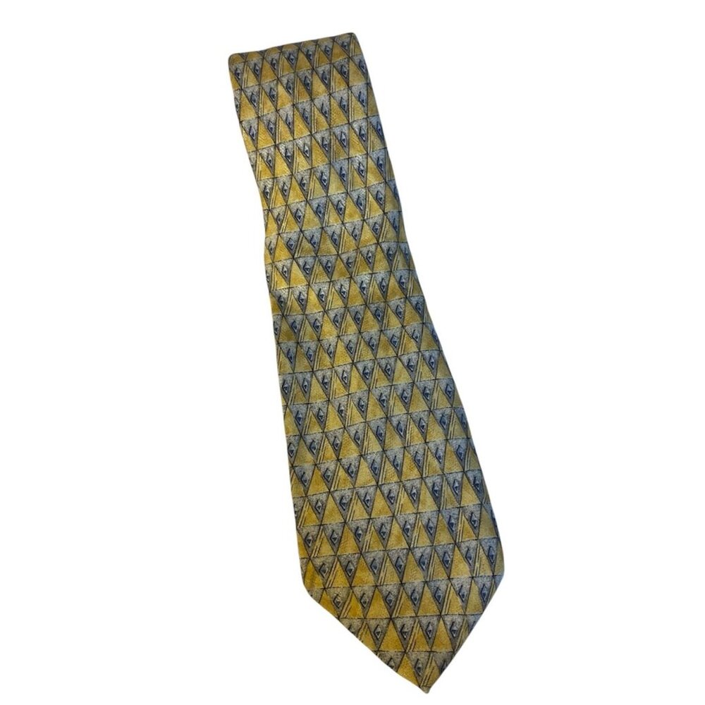 Bettini Silk Yellow Gold Silver Diamond Check Print Necktie Italy Nordstrom
